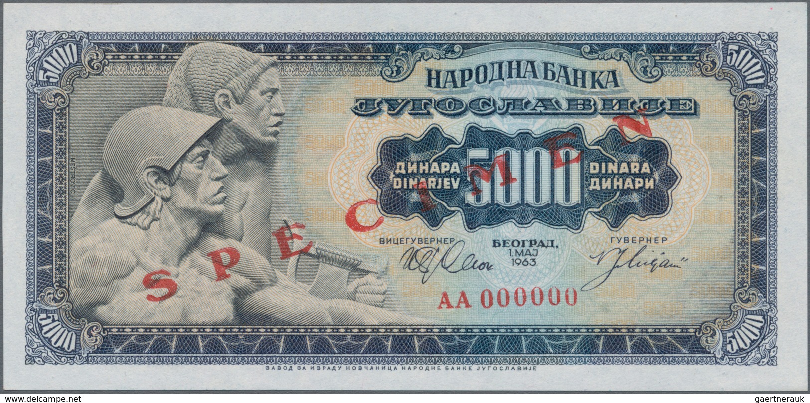 Yugoslavia / Jugoslavien: Complete Specimen Set Of The 1963 Series With 100, 500, 1000 And 5000 Dina - Jugoslawien