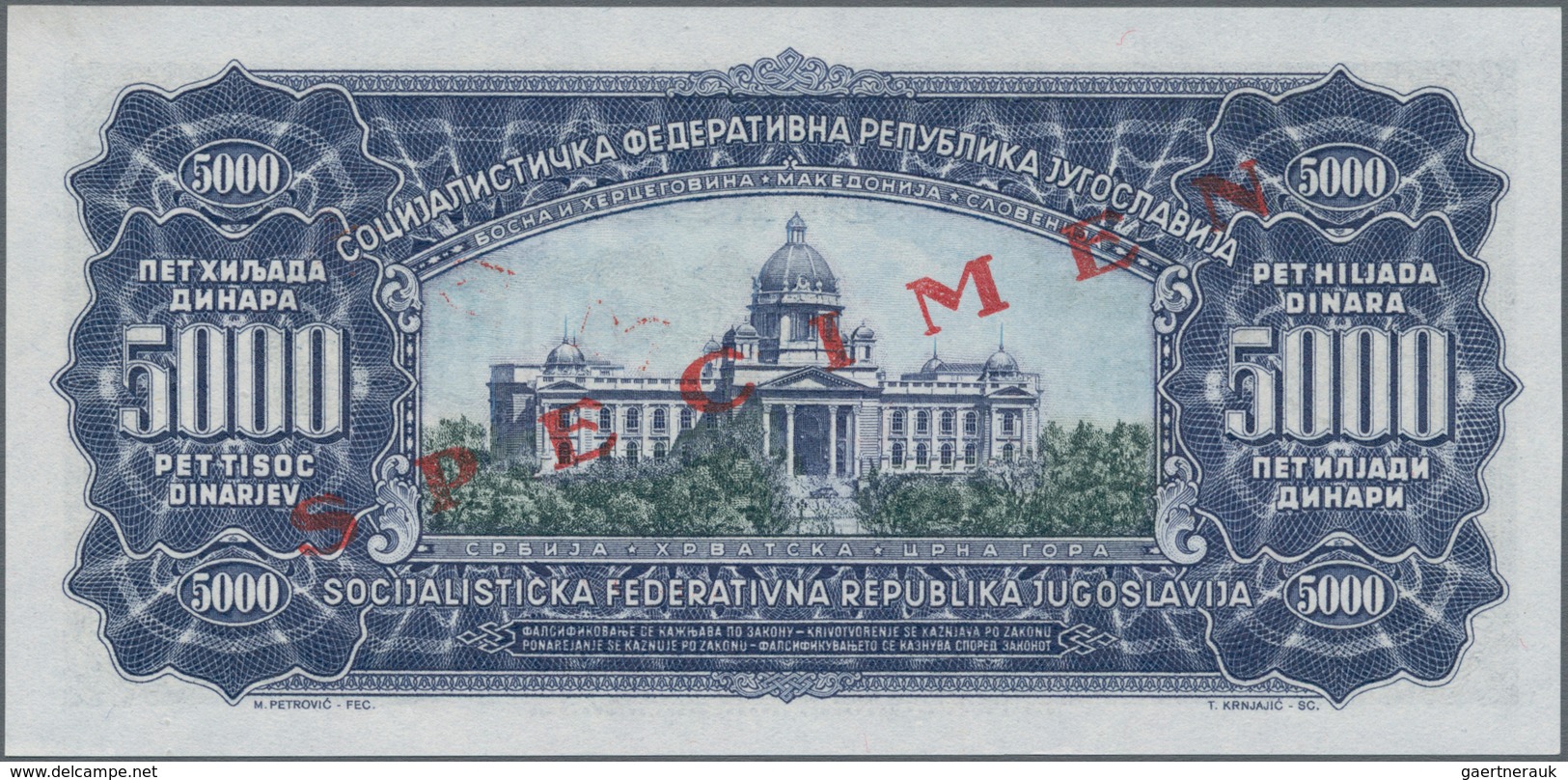 Yugoslavia / Jugoslavien: Complete Specimen Set Of The 1963 Series With 100, 500, 1000 And 5000 Dina - Yougoslavie