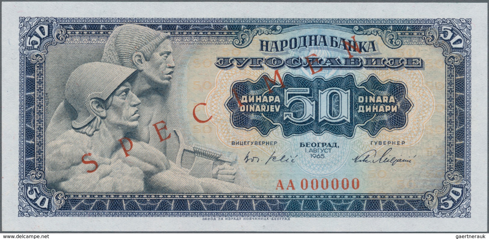 Yugoslavia / Jugoslavien: Complete Specimen Set Of The 1965 Series With 5, 10, 50 And 100 Dinara SPE - Jugoslawien