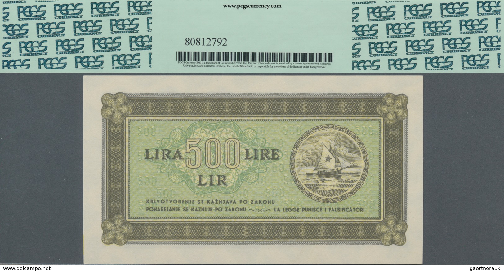 Yugoslavia / Jugoslavien: Istria, Fiume & Slovenian Coast 500 Lire 1945, P.R7 In Perfect Condition, - Yougoslavie