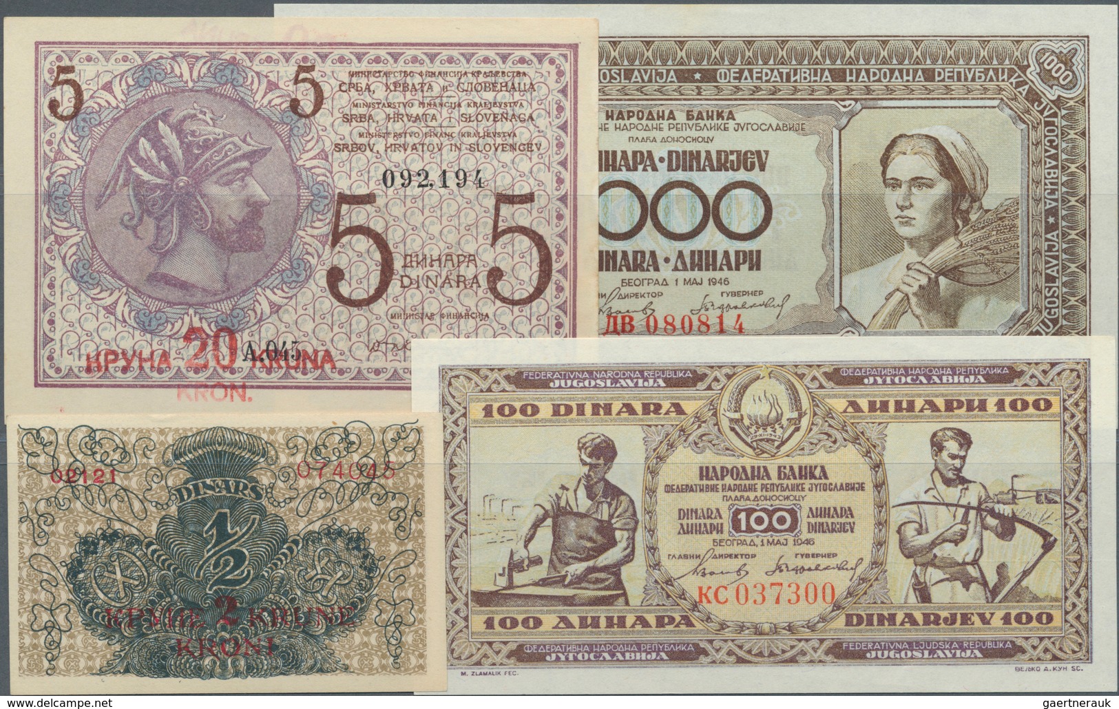 Yugoslavia / Jugoslavien: Set Of 11 Notes Containing The Following Notes: Croatia 1, 5, 10 & 20 Dina - Yougoslavie