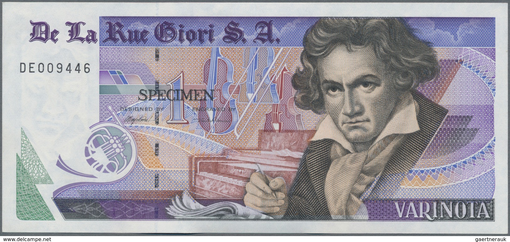 Testbanknoten: Bundle Of 100 Pcs. Test Notes By De La Rue Giori S.A. VARINOTA "1" With Portrait Of L - Specimen