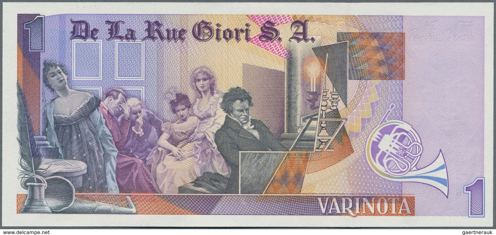 Testbanknoten: Bundle Of 100 Pcs. Test Notes By De La Rue Giori S.A. VARINOTA "1" With Portrait Of L - Ficción & Especímenes