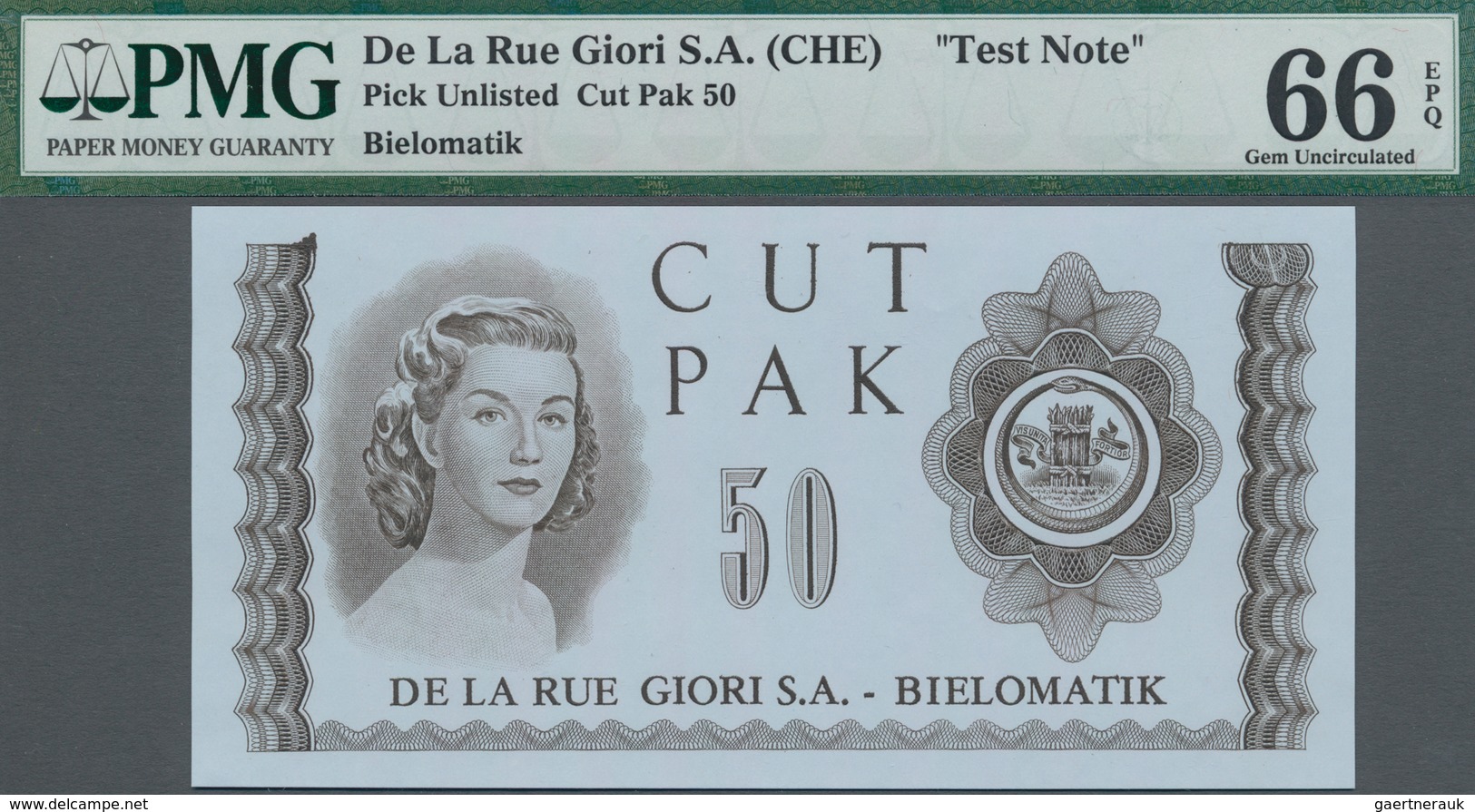 Testbanknoten: Pair With 2 Test Notes De La Rue Giori S.A. – Bielomatic CUT PAK 50, Both In Perfect - Fictifs & Spécimens