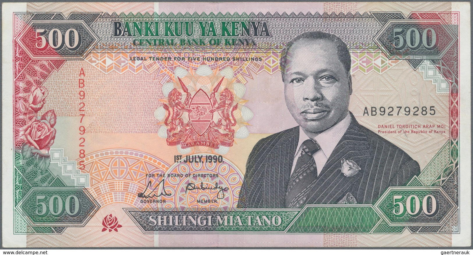 Africa / Afrika: Very nice set with 5 banknotes Africa comprising Kenya 500 Shillings 1990 P.30c (XF