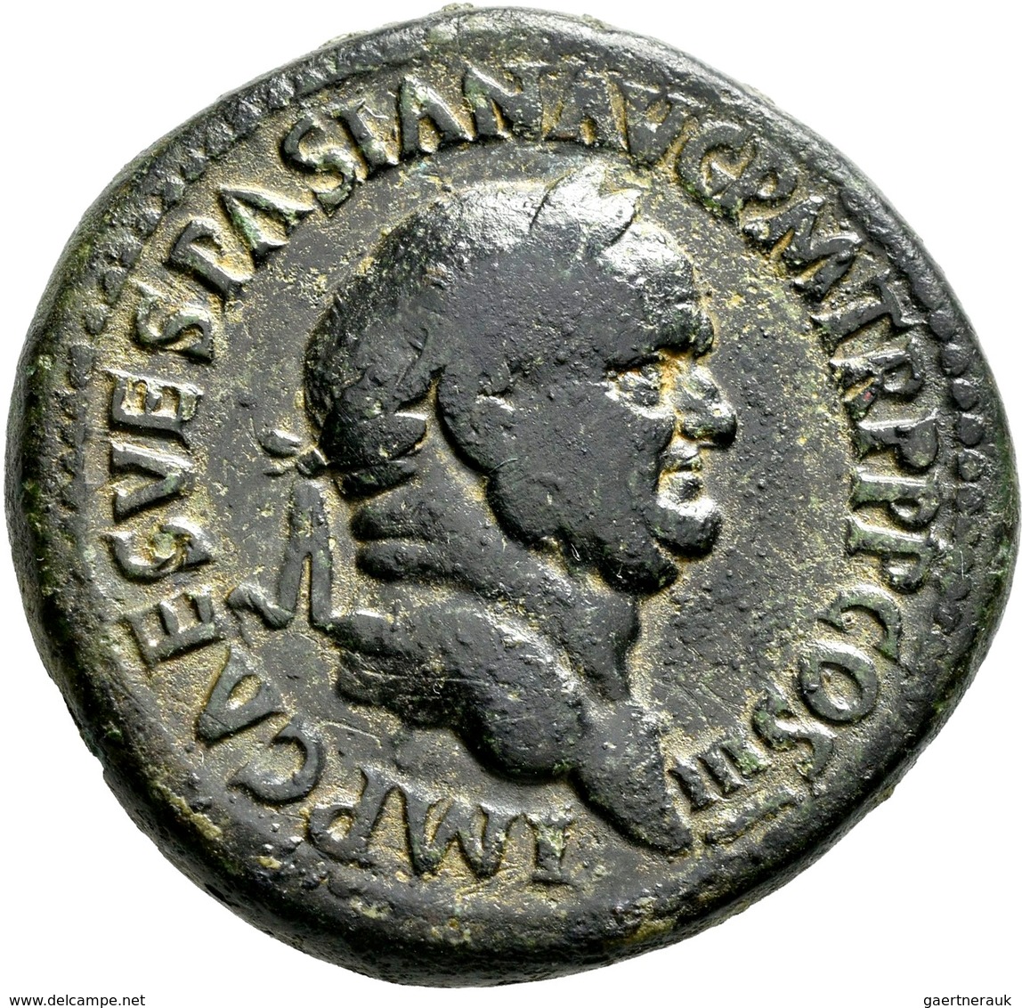Vespasian (69 - 79): Æ-Sesterz, 27,36 G, Kampmann 20.74, Dunkelbraune Patina, Fast Sehr Schön. - The Flavians (69 AD To 96 AD)