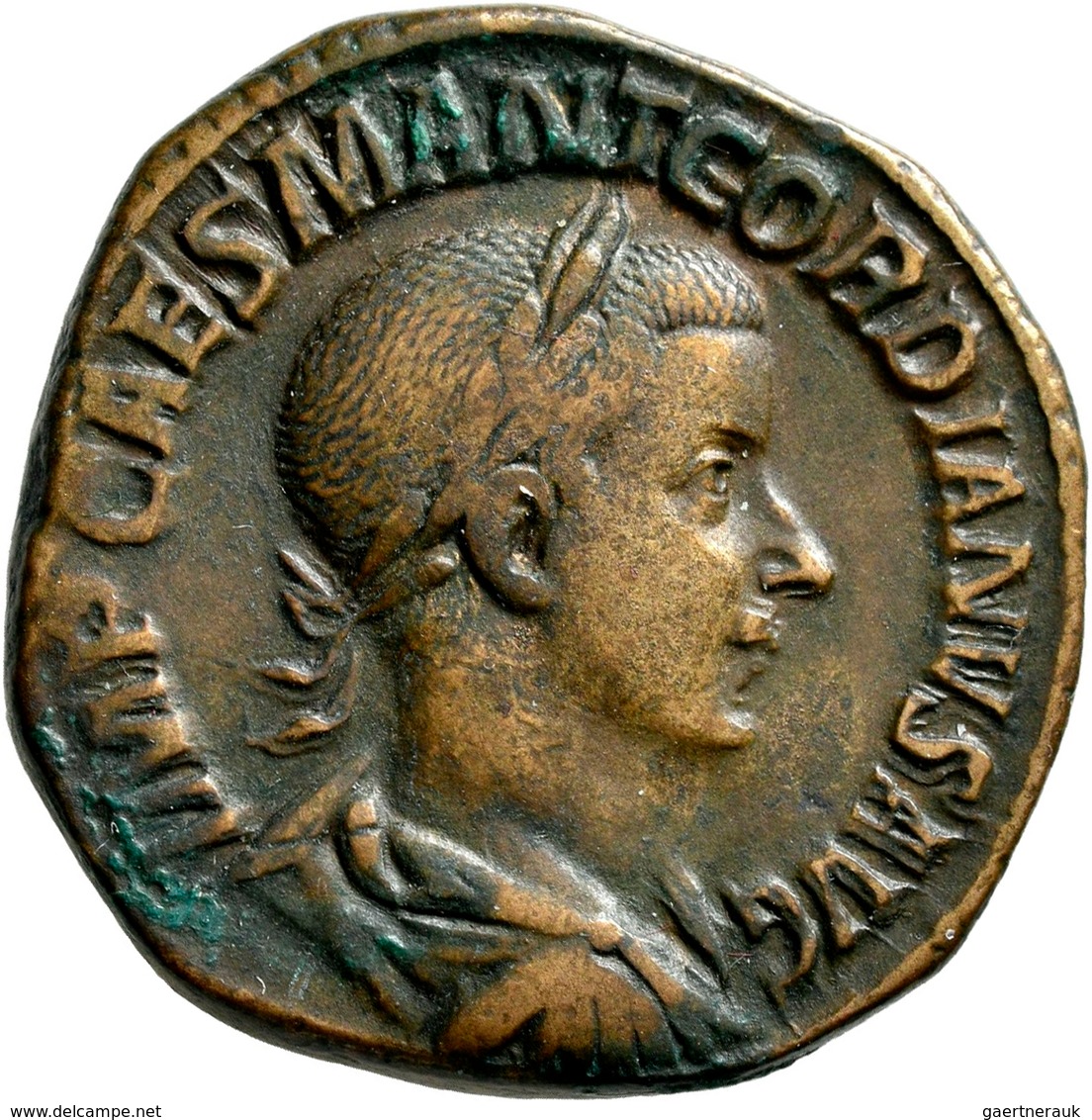 Gordianus III. (238 - 244): Sesterz. Portrait Mit Lorbeerkranz Nach Rechts, IMP CAES MANT GORDIANVS - The Military Crisis (235 AD Tot 284 AD)