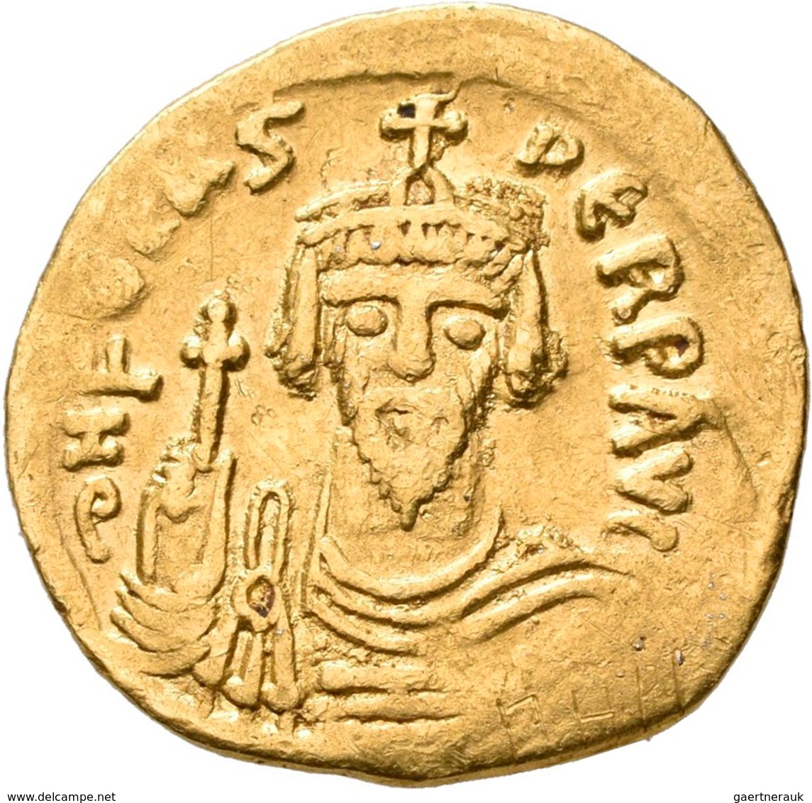 Phocas (602 - 610): Solidus (Gold) Ca. 606, Constantinopel. Brustbild Mit Spitzbart Von Vorne, DN FO - Byzantinische Münzen