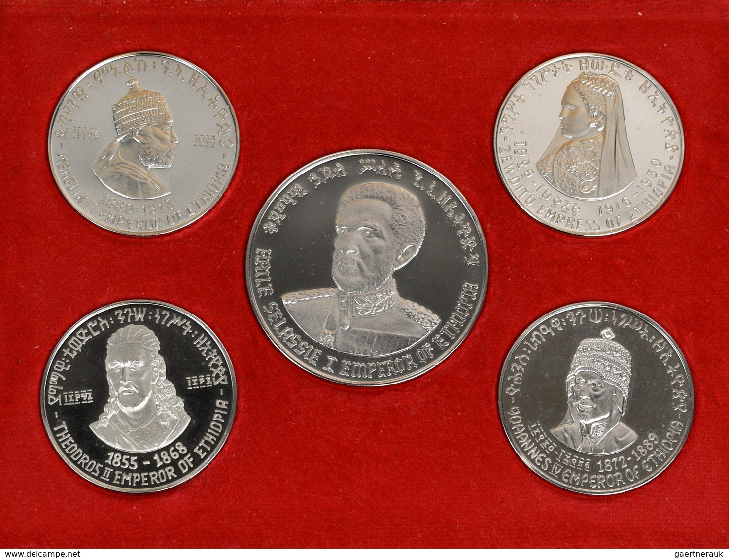 Äthiopien: Empire Of Ethiopia: Proof Set (Ni) 4 X 5 Dollars Und 1 X 10 Dollars 1972. Alle 5 Münzen I - Ethiopia