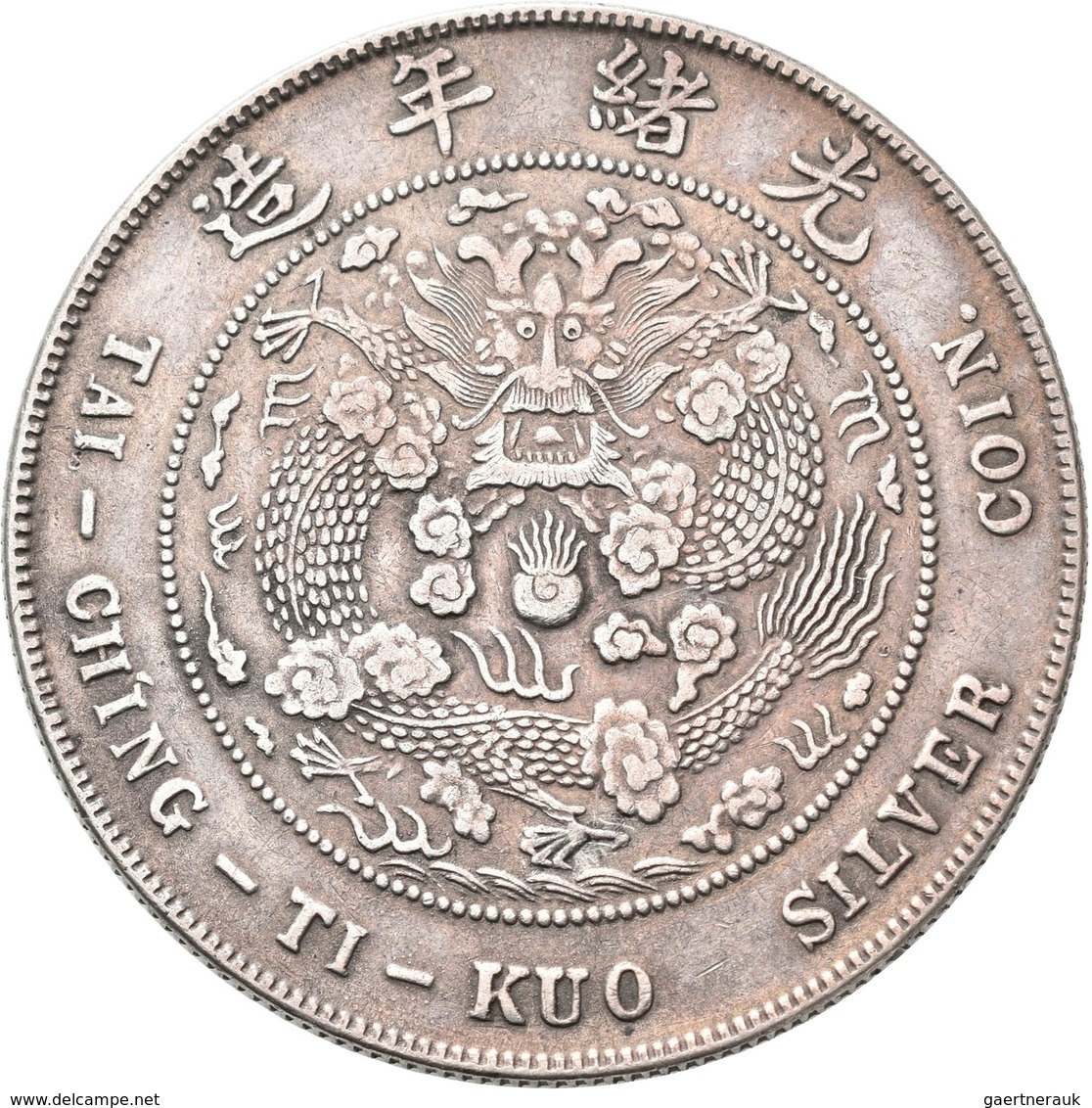 China: 1 Dollar O. J. (1908), Tai-Ching-Ti-Kuo Silver Coin. KM# Y 14. 26,44 G. Kleine Randfehler, Se - China