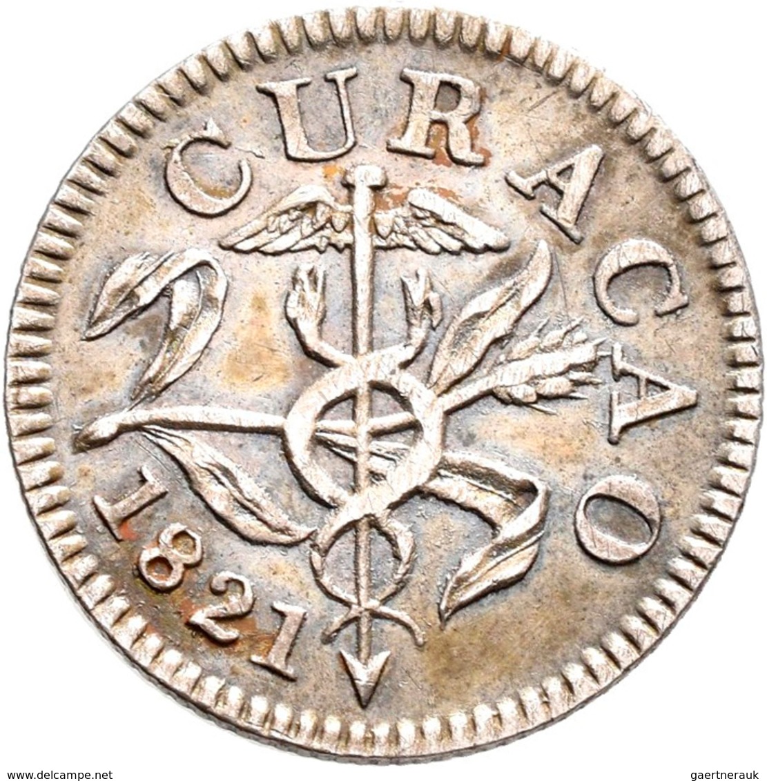 Curacao: Niederländisch West Indien: 1 Reaal 1821 (6 Stuiver), KM# 26.1, Sehr Selten, Fast Vorzüglic - Curaçao