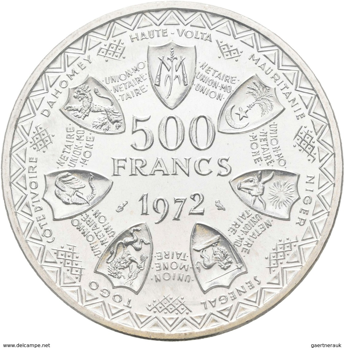 Franz. Westafrika: 500 Rupees 1972, 10 Jahre Währungsunion, KM# 7. In Original Etui Der Banque Centr - Autres & Non Classés