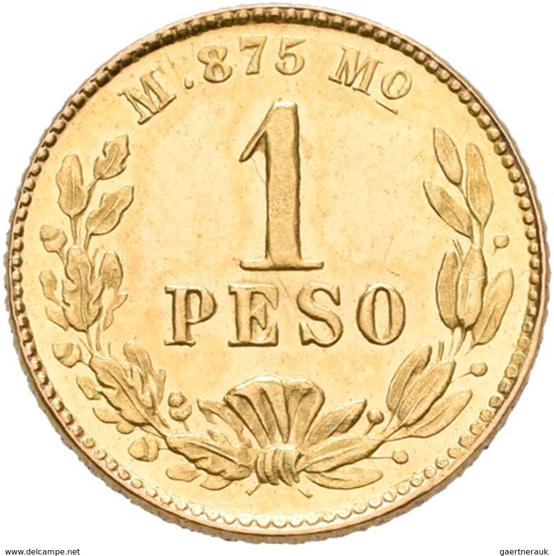 Mexiko: 1 Peso 1892 Mo M. KM# 410.5. 1,69 G, 875/1000 Gold. Vorzüglich. - Mexico