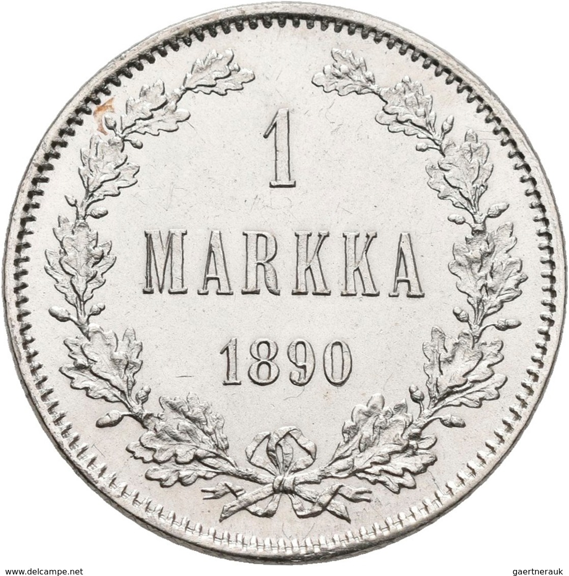 Finnland: Unter Russischen Herrschaft, Alexander III. 1881-1894: 1 Markka 1890. KM# 3.2. 5,06 G. Rau - Finland