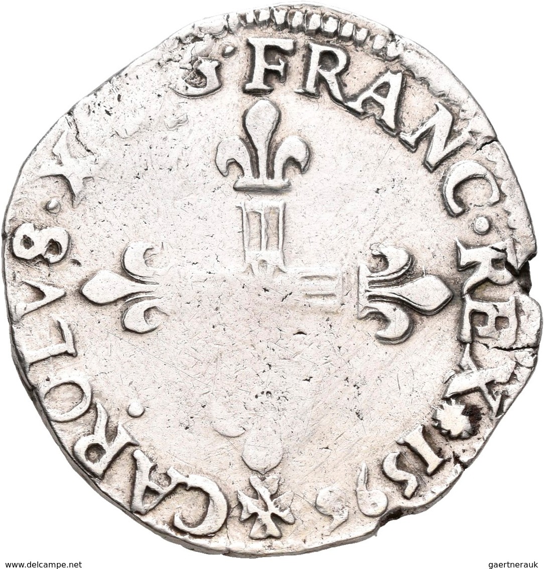 Frankreich: Charles X. 1589-1596: 1/4 ECU 1596 99 = Dinan (Quart D'Ecu). Duplessy 1177. 9,43 G. Lege - Autres & Non Classés