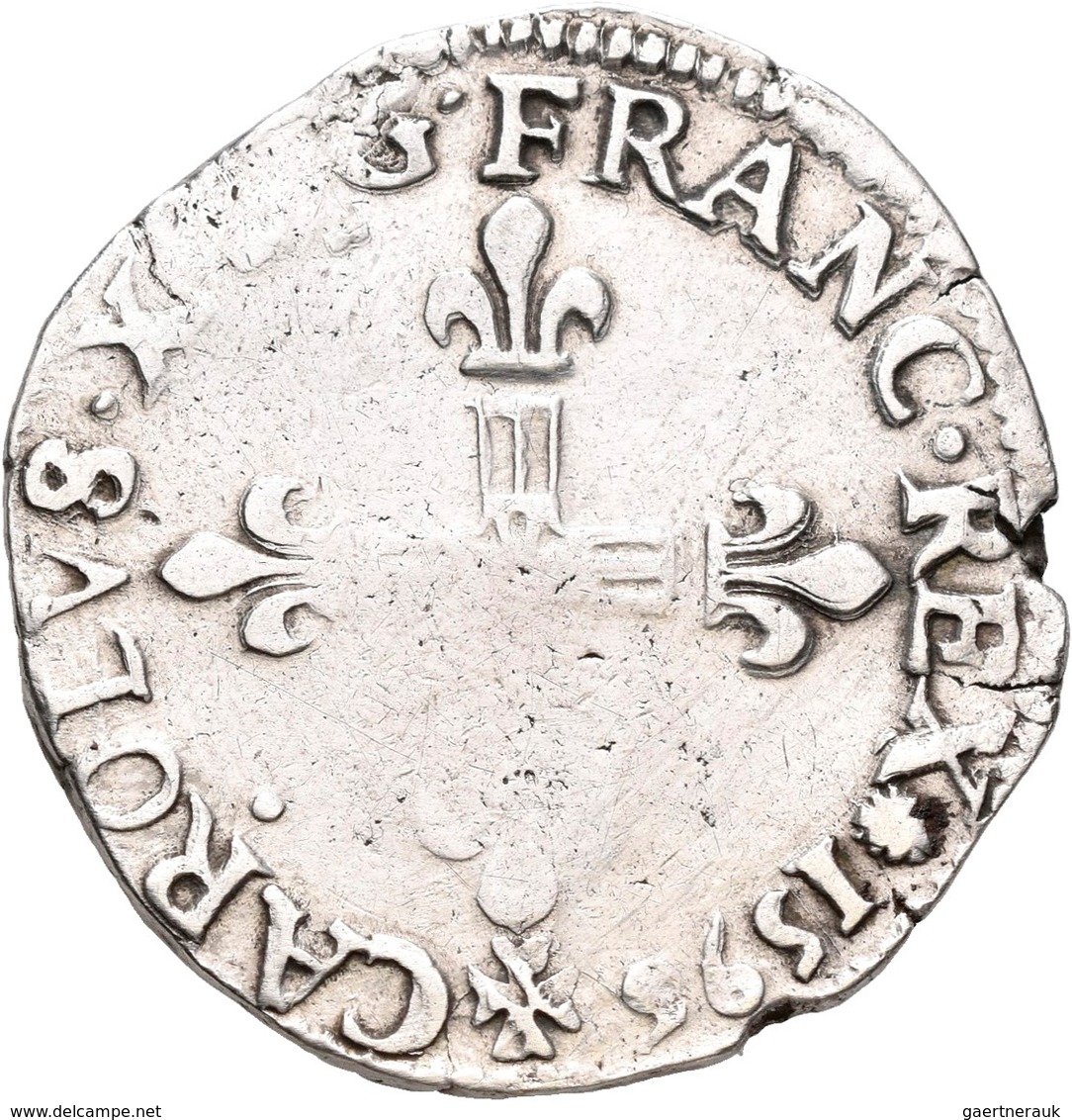 Frankreich: Charles X. 1589-1596: 1/4 ECU 1596 99 = Dinan (Quart D'Ecu). Duplessy 1177. 9,43 G. Lege - Andere & Zonder Classificatie