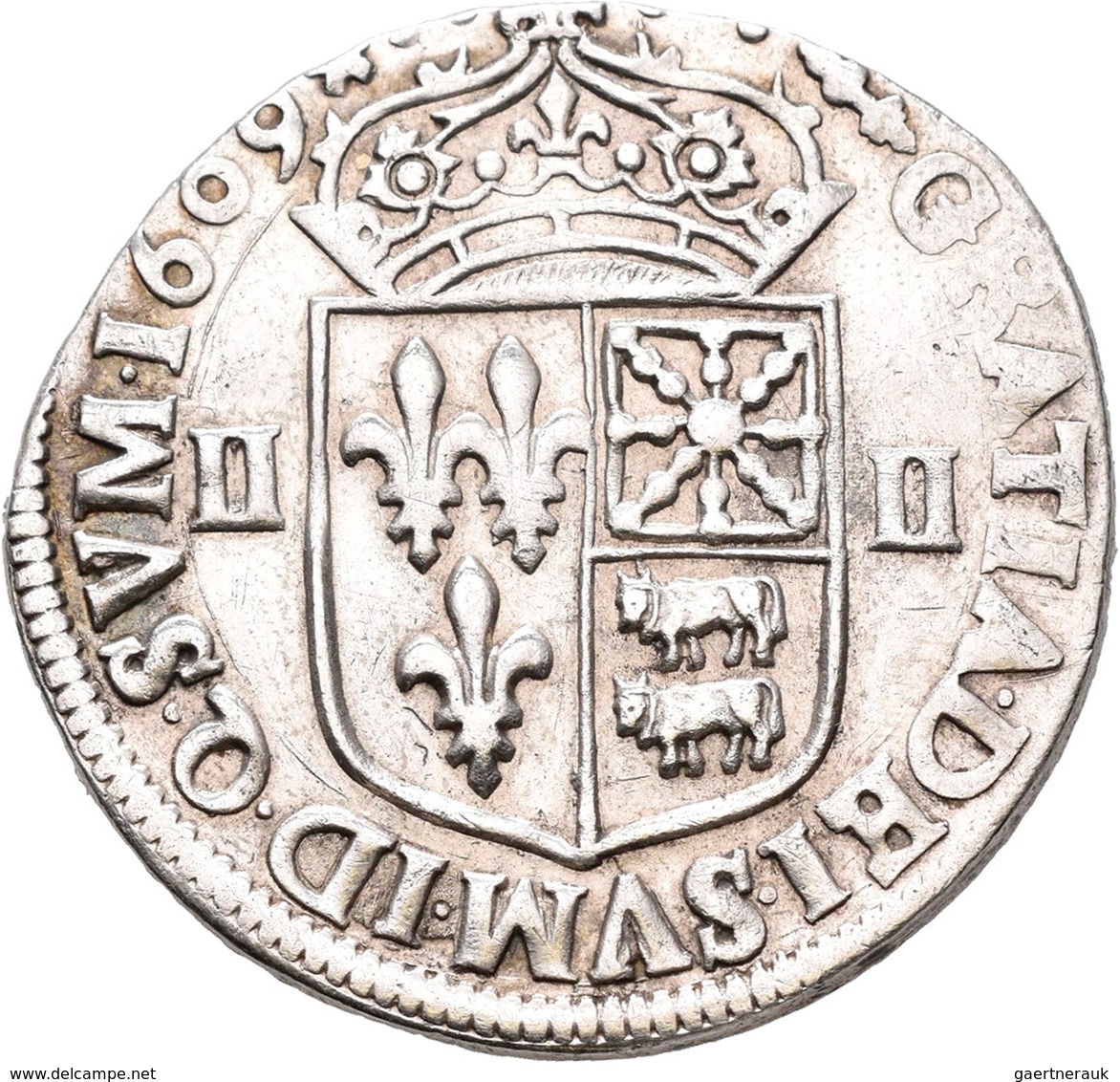 Frankreich: Henry IV. (IIII.) 1589-1610: 1/4 ECU 1609 (Quart D'Ecu). KM# 1.1., Duplessy 1240. 9,40 G - Autres & Non Classés