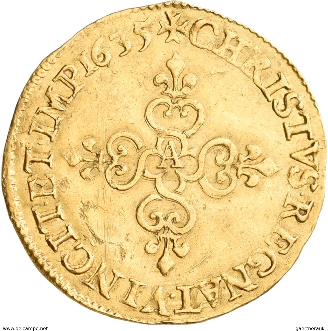 Frankreich: Louis XIII. 1610-1643: Ecu D'or 1635 A, Paris. Friedberg 398, 3,34 G, Bearbeitungsspuren - Andere & Zonder Classificatie