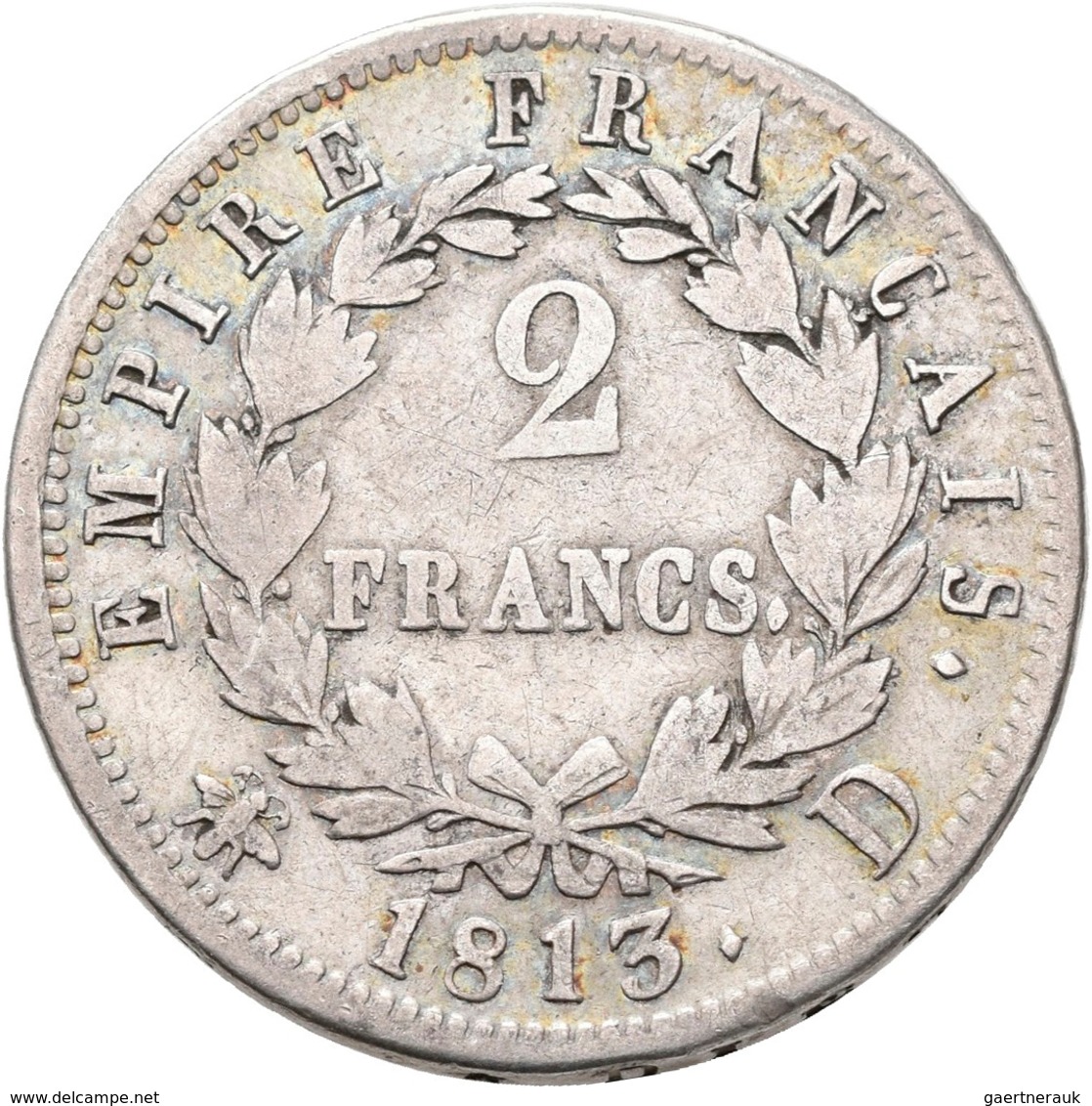 Frankreich: Napoleon I. 1804-1814: 2 Francs 1813 D, Lyon, KM# 693.5, Gadoury 501. Kratzer, Sehr Schö - Autres & Non Classés