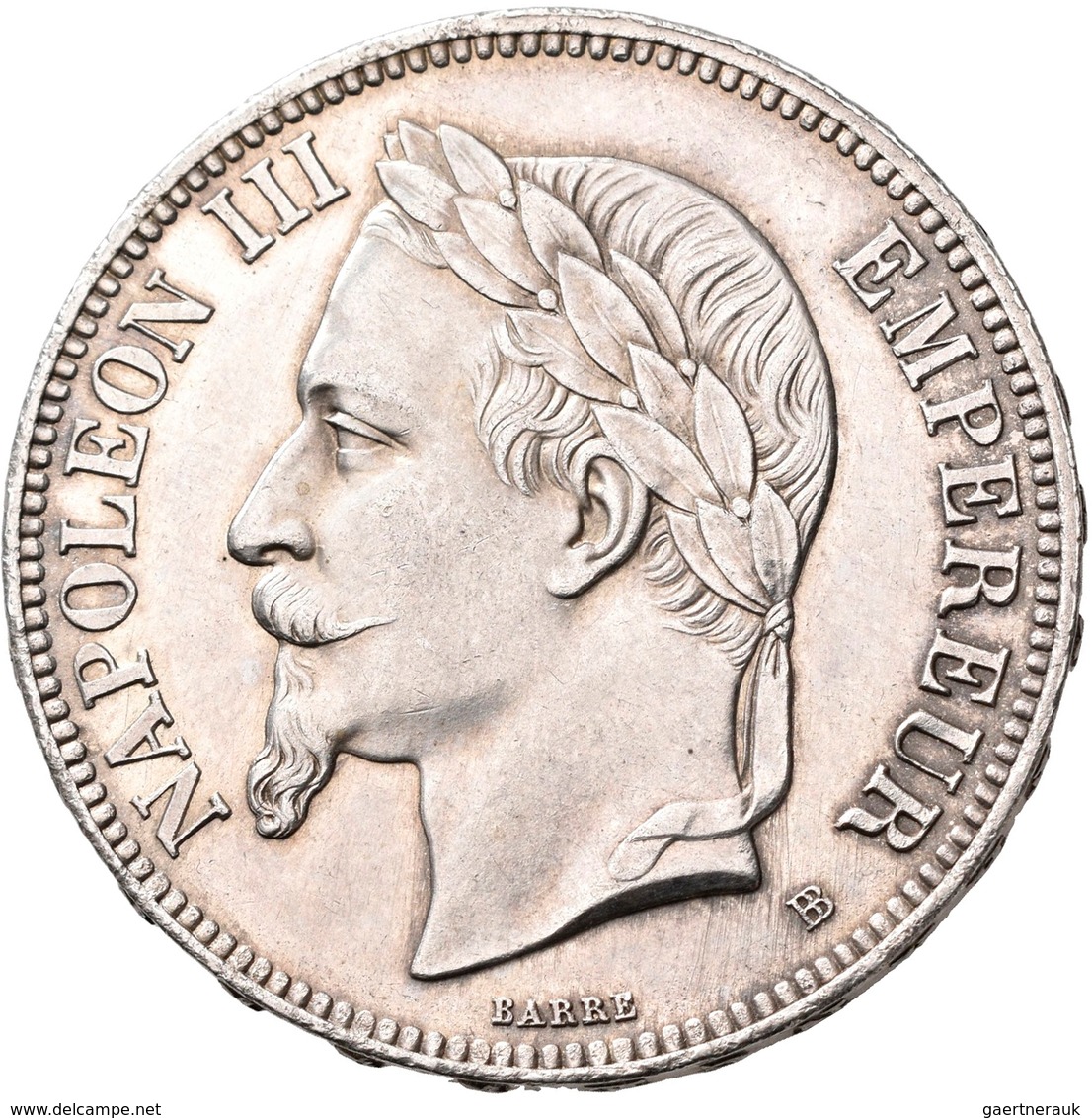 Frankreich: Napoleon III. 1852-1870: 5 Francs 1870 BB, Straßburg. KM# 799.2, Gadoury 739. Vorzüglich - Andere & Zonder Classificatie