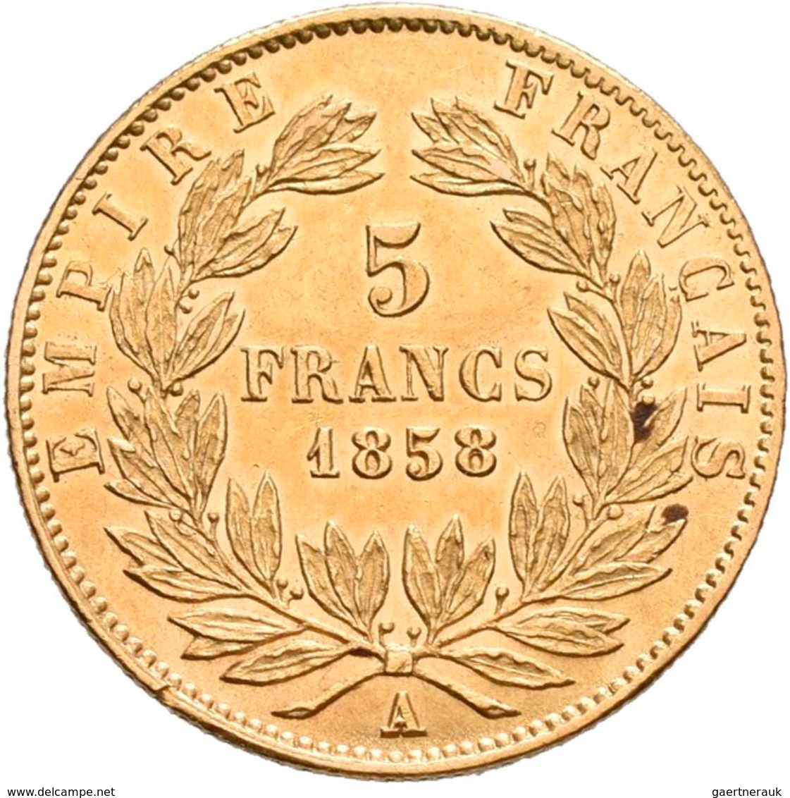 Frankreich - Anlagegold: Napoleon III. 1852-1870: Lot 7 Goldmünzen: 2 x 5 Francs 1858 A, 1860 A; 1 x