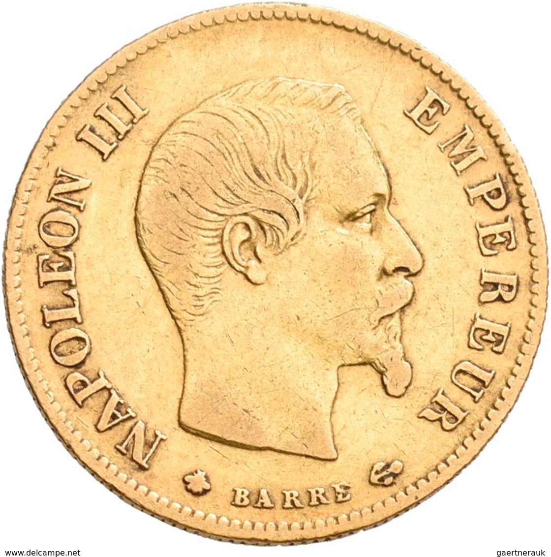 Frankreich - Anlagegold: Napoleon III. 1852-1870: Lot 7 Goldmünzen: 2 x 5 Francs 1858 A, 1860 A; 1 x