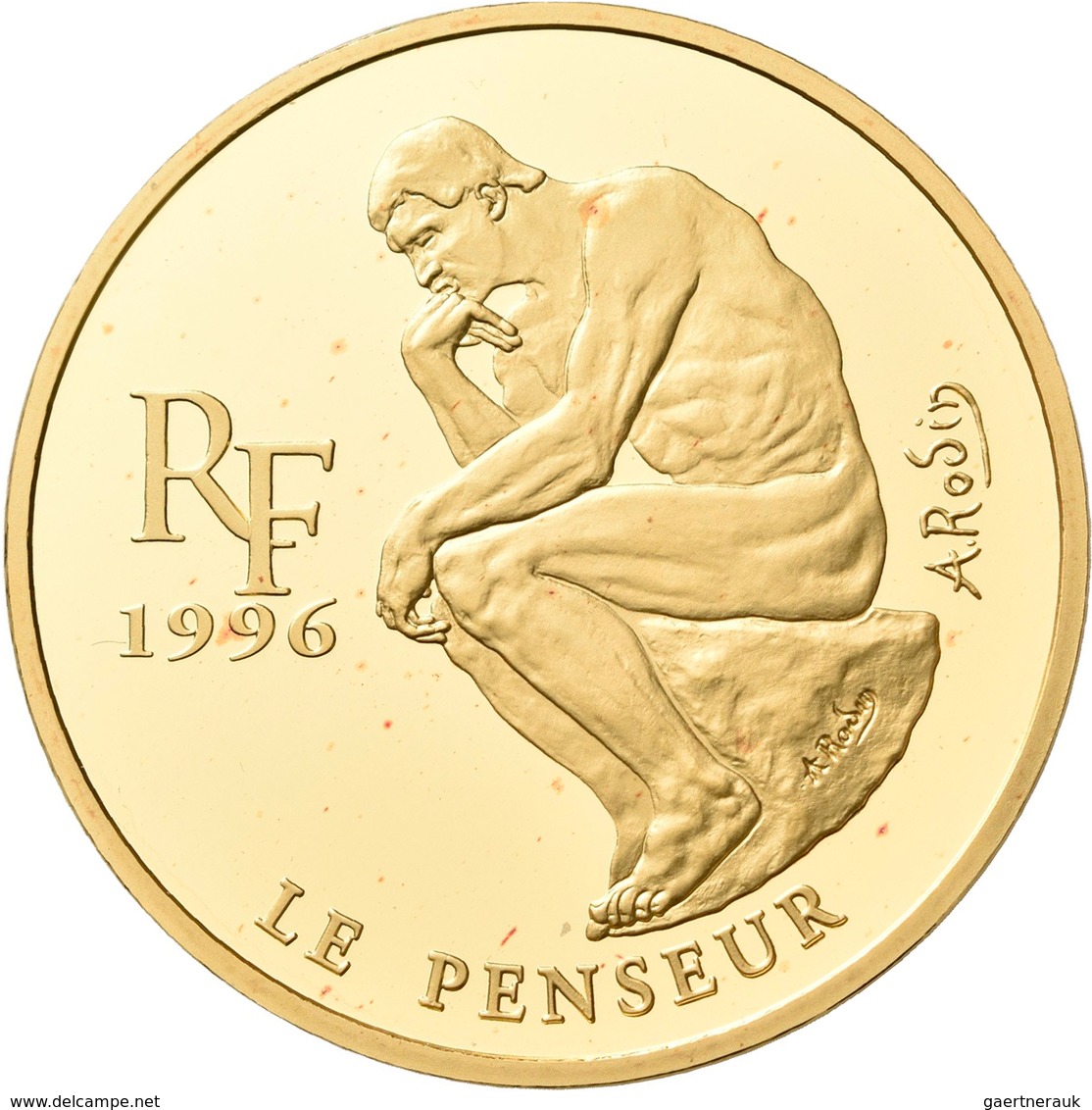 Frankreich - Anlagegold: Fünfte Republik Seit 1959: 500 Francs / 75 Euro 1996. Der Denker Von August - Autres & Non Classés