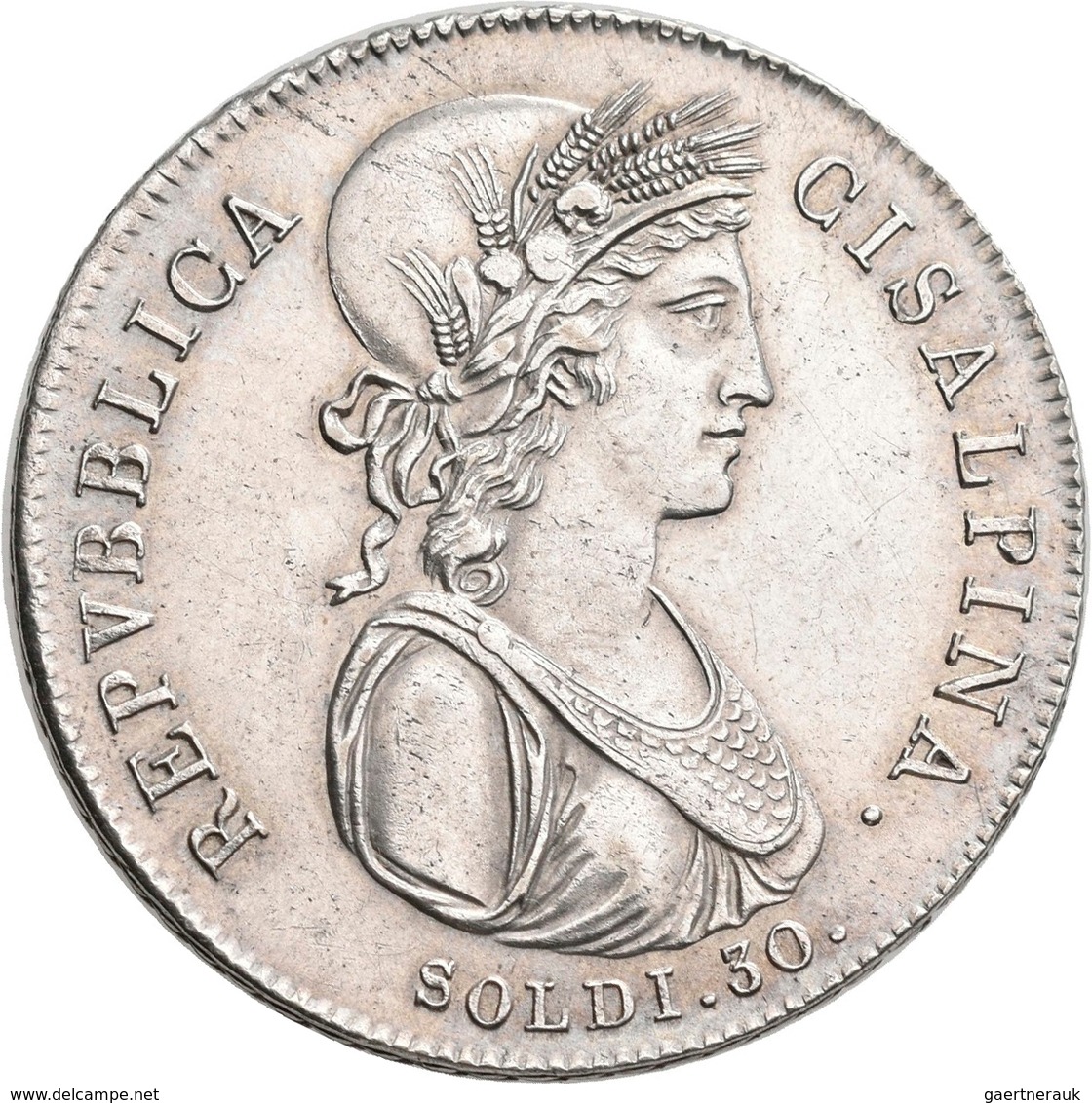 Italien: Cisalpine Republik 1800-1802: 30 Soldi Anno IX (1801), Minimal Justiert, Prägeschwäche, Pag - 1861-1878 : Victor Emmanuel II