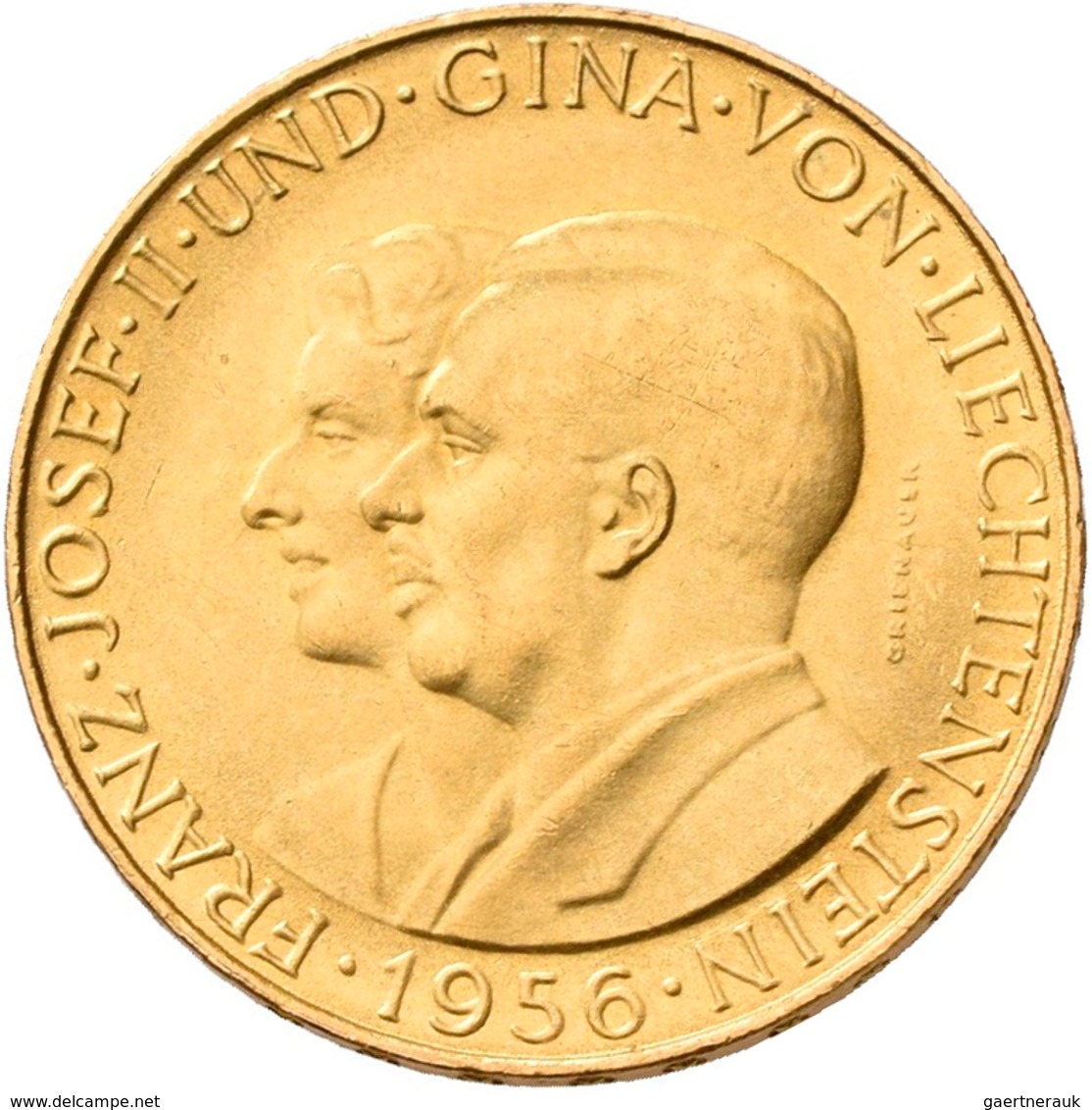 Liechtenstein - Anlagegold: Franz Josef II. 1938-1989: Lot 2 Goldmünzen: 25 + 50 Franken 1956. KM# 1 - Liechtenstein