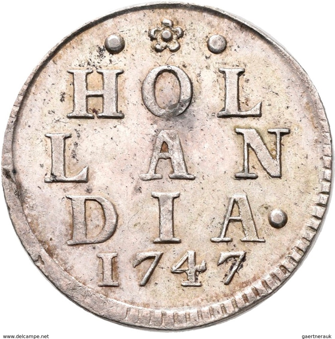 Niederlande: Provinz Holland 1581-1795: Duit 1747. HOL LAN DIA 1747. 3,20 G Silber. KM# 80a. Sehr Sc - 1795-1814: Franz. Herrschaft