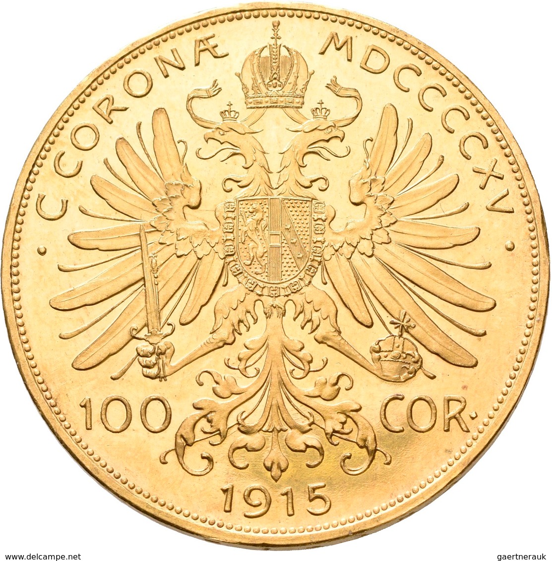 Österreich - Anlagegold: Franz Joseph I. 1848-1916: Lot 5 Goldmünzen: 5 X 100 Kronen 1915 (NP), KM# - Autriche