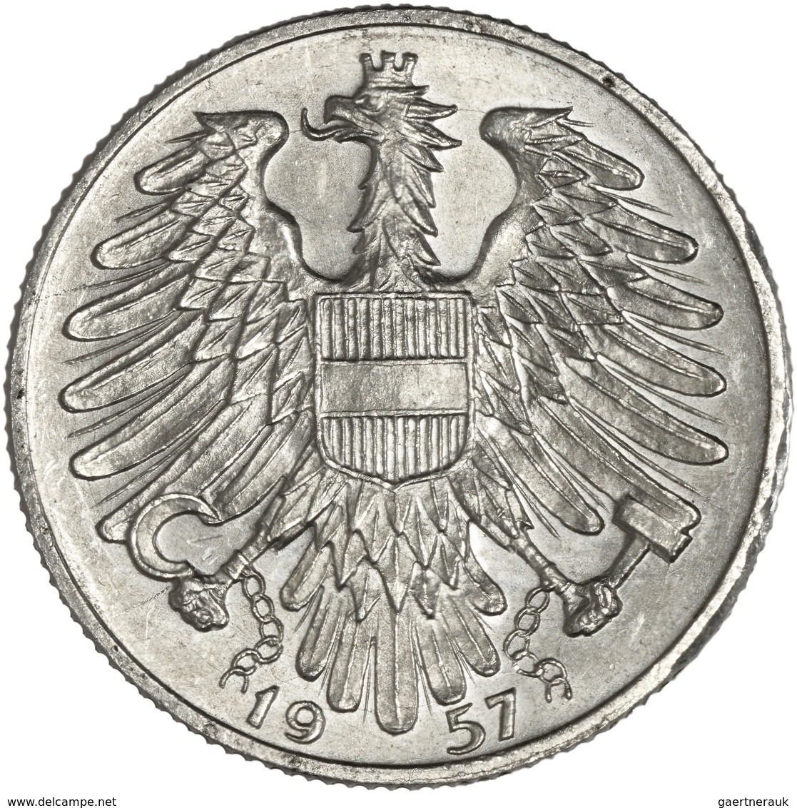 Österreich: 2. Republik Ab 1945: 5 Schilling 1957, Seltener Jahrgang, KM# 2879, Fast Vorzüglich. - Autriche