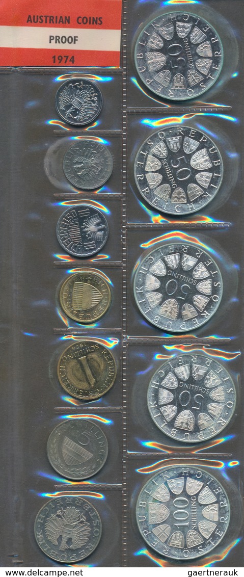 Österreich: Kursmünzensatz 1974 Polierte Platte / Proof, Groß, Inklusive 4 X 50 Und 1 X 100 Schillin - Autriche