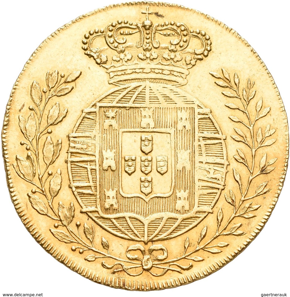 Portugal: Joao (Joannes) VI. 1799-1822: 6400 Reis 1822 (Peca / 4 Escudos) Lissabon, 12 Früchte/ Berr - Portugal