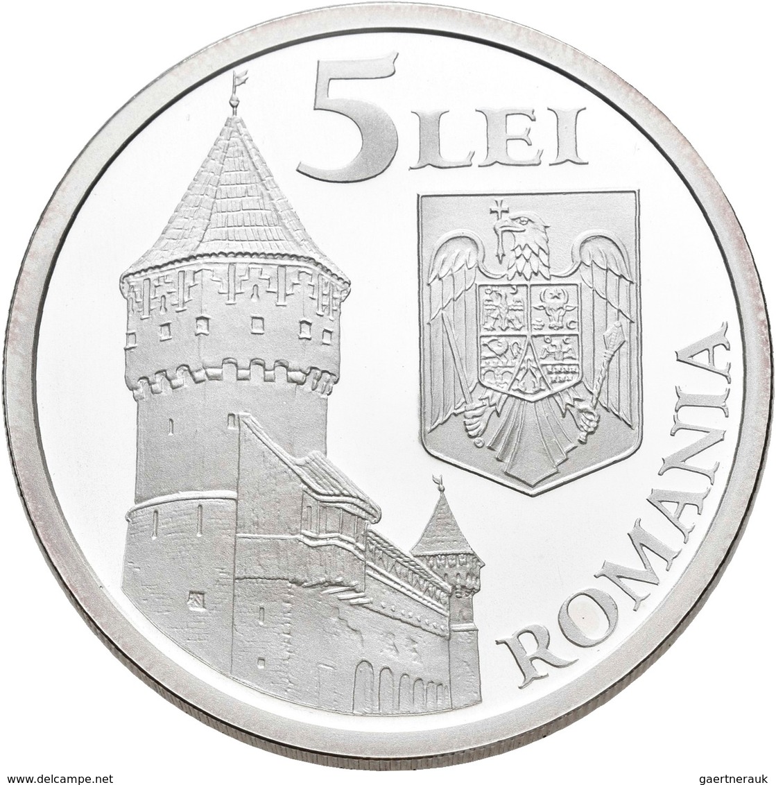 Rumänien: 5 Lei 2007, Sibiu - Kulturhauptstadt Europas. KM# 217. 31,103 G (1 OZ), 999/1000 Silber. A - Romania