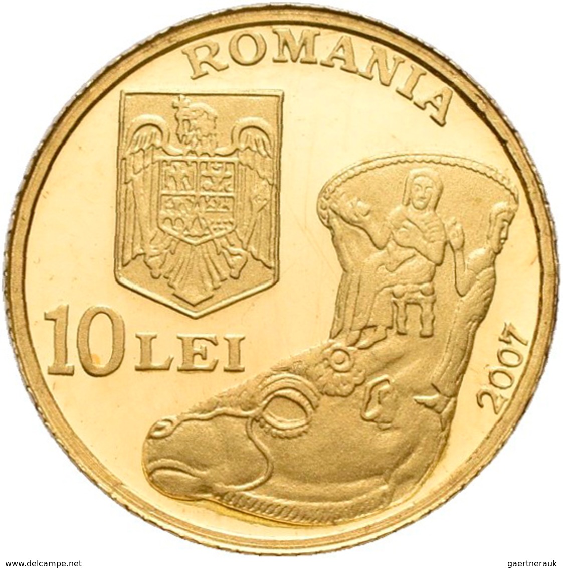Rumänien: 10 Lei 2007, The Rhyton Of Poroina (Trinkhorn). KM# 288. 1,224 G, 999/1000 Gold. Auflage N - Romania