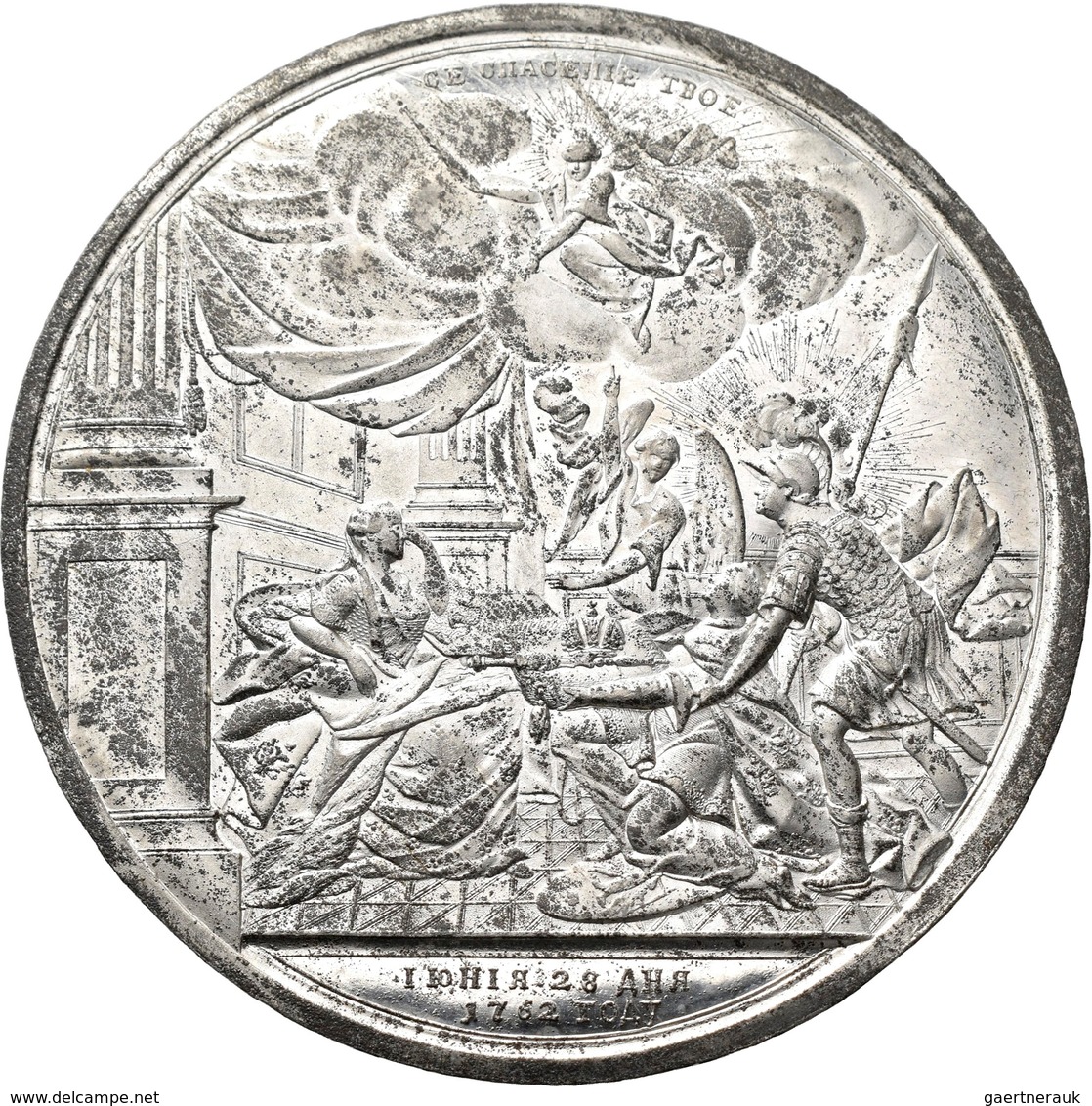 Russland: Lot 2 Einseitige Zinnabschläge. 1x Peter I. Der Große, Medaille 1672 V. S. Judin An Die Ge - Rusland