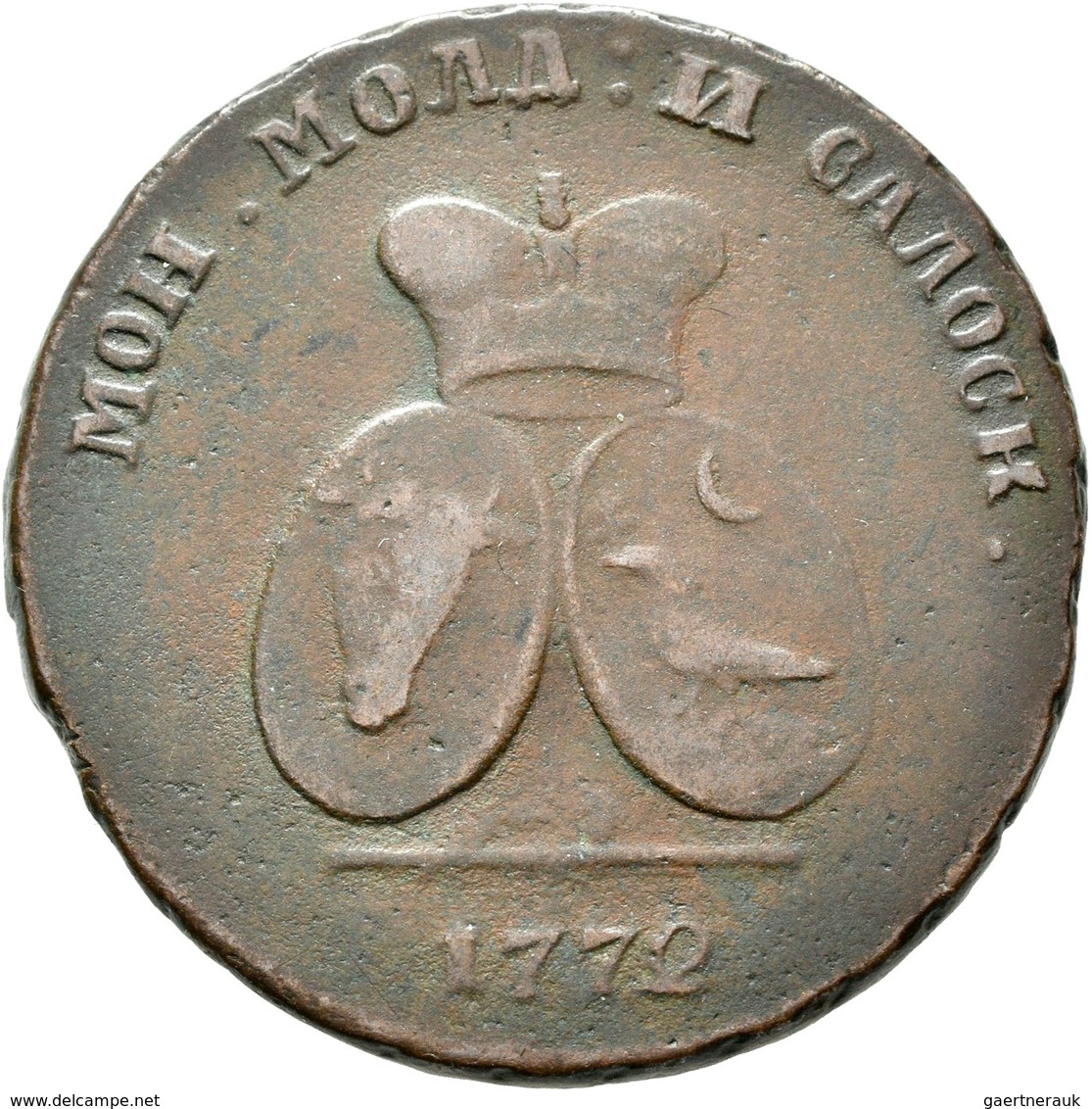 Russland: Katharina II. 1762-1796: 2 Para (3 Kopeken) 1772 Sadogura, Ausgabe Für Moldau Und Walachei - Russia