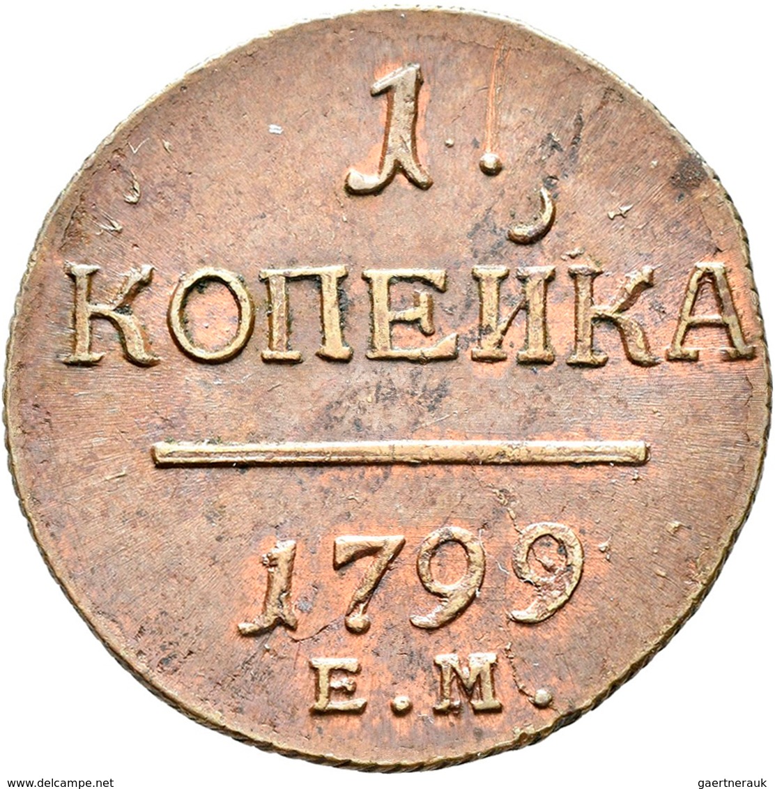Russland: Paul I. 1796-1801: 1 Kopeke 1799 Katharinenburg (EM). Bitkin 123. 10,98 G, Kratzer, Gutes - Rusland