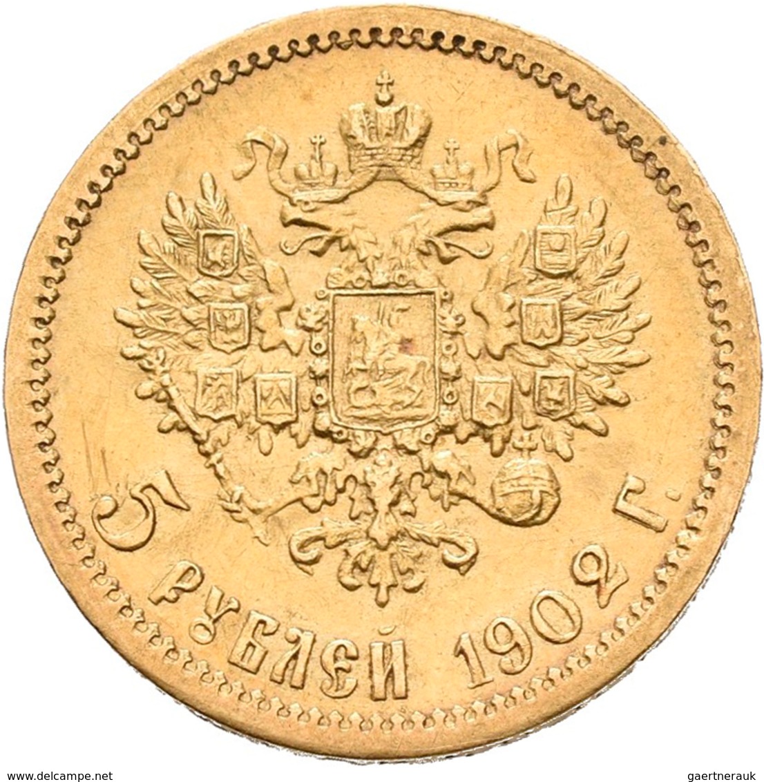 Russland - Anlagegold: Nikolaus II. 1894-1917: 5 Rubel 1902 AP. KM Y# 62, Friedberg 180. 4,30 G, 900 - Russia