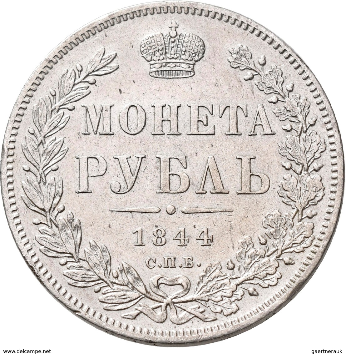 Russland: Nikolaus I. 1825-1855: Rubel 1844 CПБ-КБ, St. Petersburg. KM# C 168.1, Bitkin 205, Davenpo - Rusland