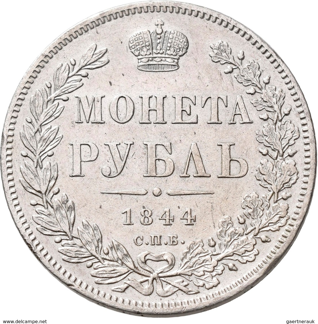 Russland: Nikolaus I. 1825-1855: Rubel 1844 CПБ-КБ, St. Petersburg. KM# C 168.1, Bitkin 205, Davenpo - Russia