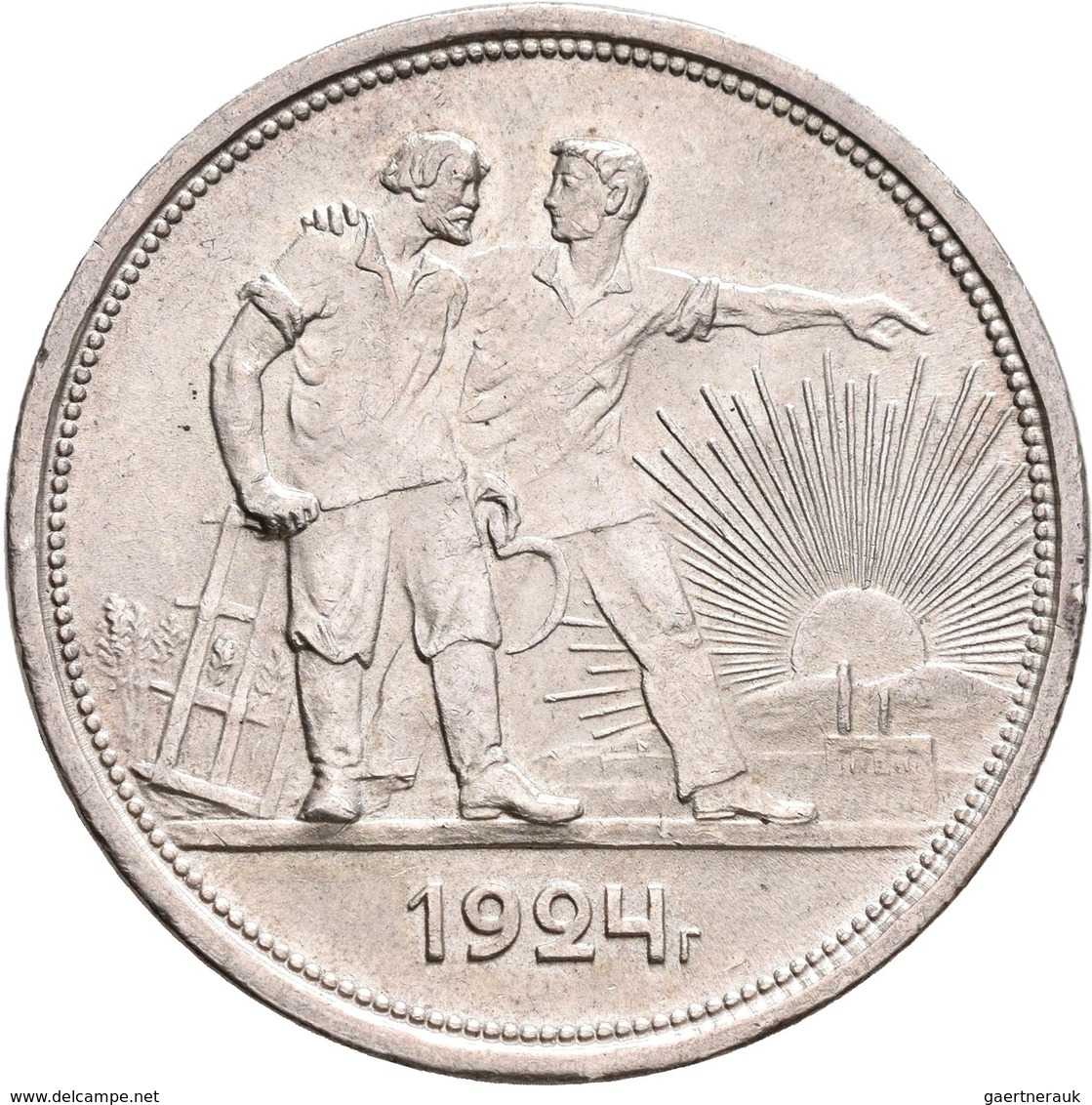 Russland: UdSSR 1922-1991: Rubel 1924, Arbeiter. KM# Y 90.1, 20,0 G. Vorzüglich. - Russie