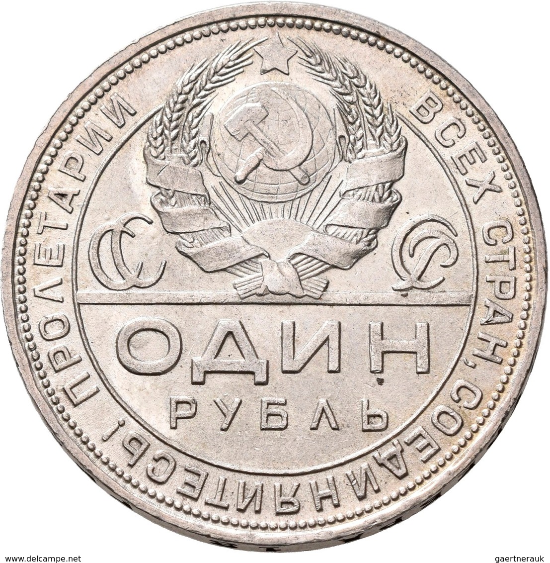 Russland: UdSSR 1922-1991: Rubel 1924, Arbeiter. KM# Y 90.1, 20,0 G. Vorzüglich. - Russia