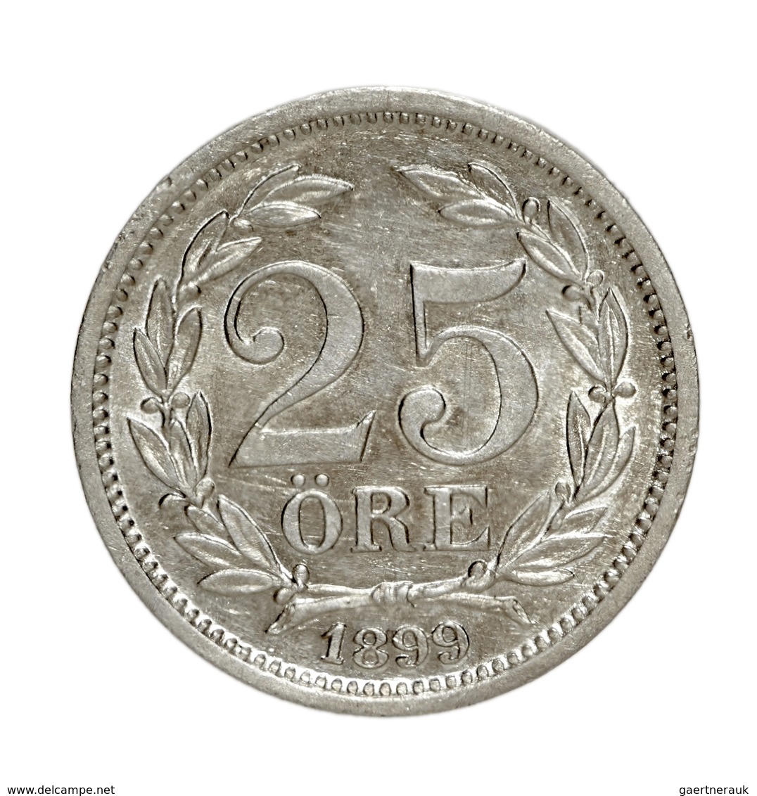 Schweden: Lot 2 Münzen: 25 Öre Von 1899 Und 10 Öre Von 1884 Jeweils In Vorzüglicher Erhaltung. - Suède