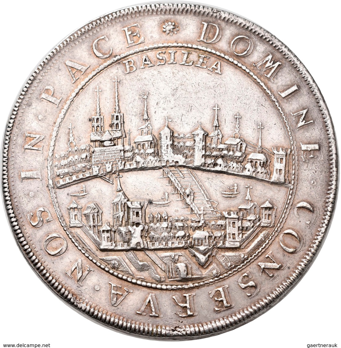 Schweiz: Basel: Doppeltaler O. J. (um 1720), Stadtansicht Mit 3 Schiffen Auf Dem Rhein, 57,14 G, HMZ - Other & Unclassified