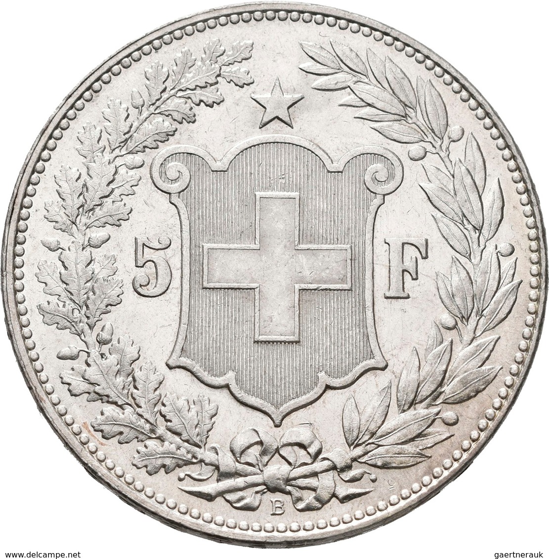 Schweiz: Eidgenossenschaft: 5 Franken 1895 B, HMZ 2-1198g, Seltener Jahrgang, Kleine Kratzer, Sonst - Autres & Non Classés