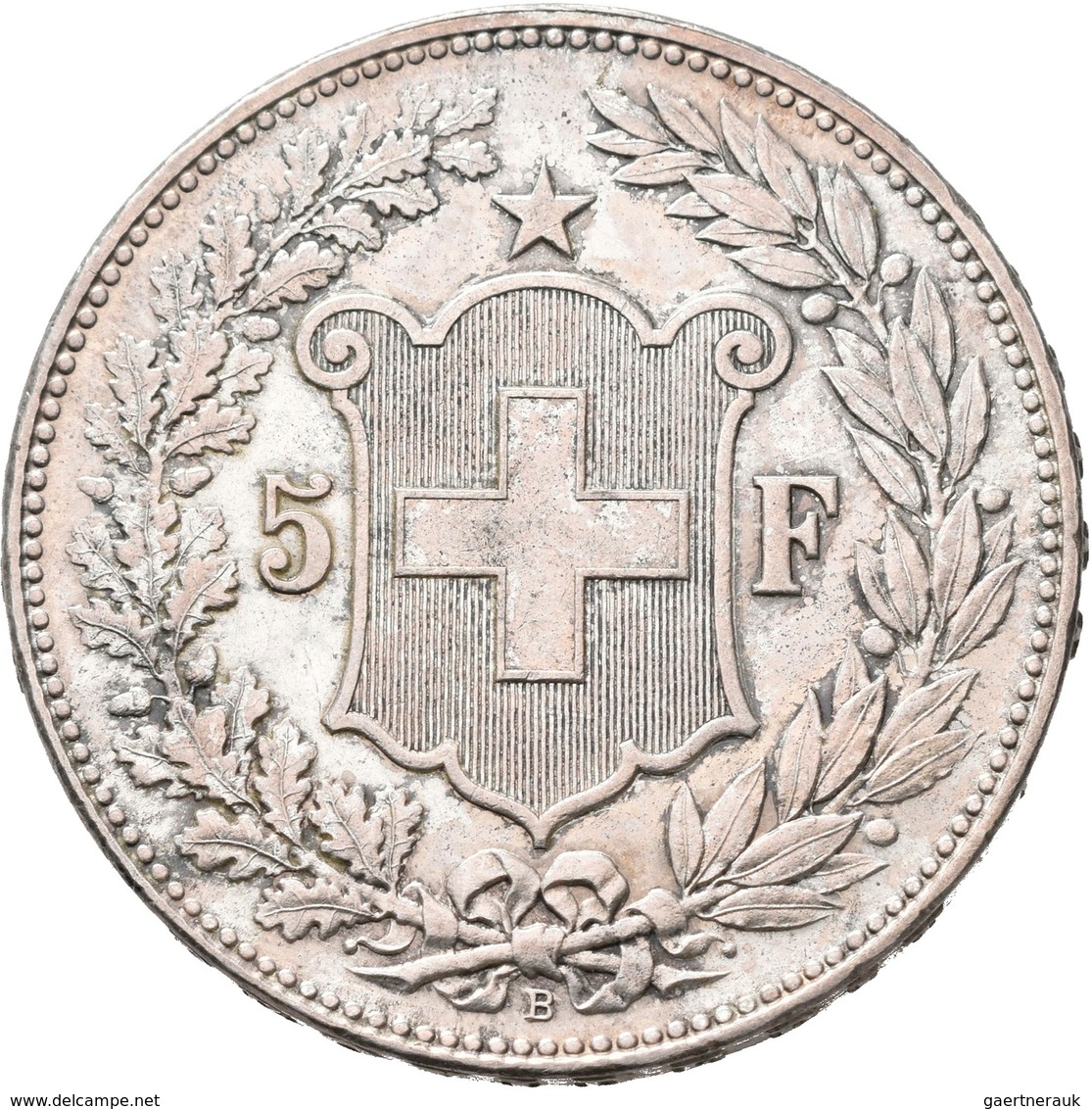 Schweiz: Eidgenossenschaft: 5 Franken 1907 B, HMZ 2-1198k, Feine Kratzer, Vorzüglich. - Autres & Non Classés