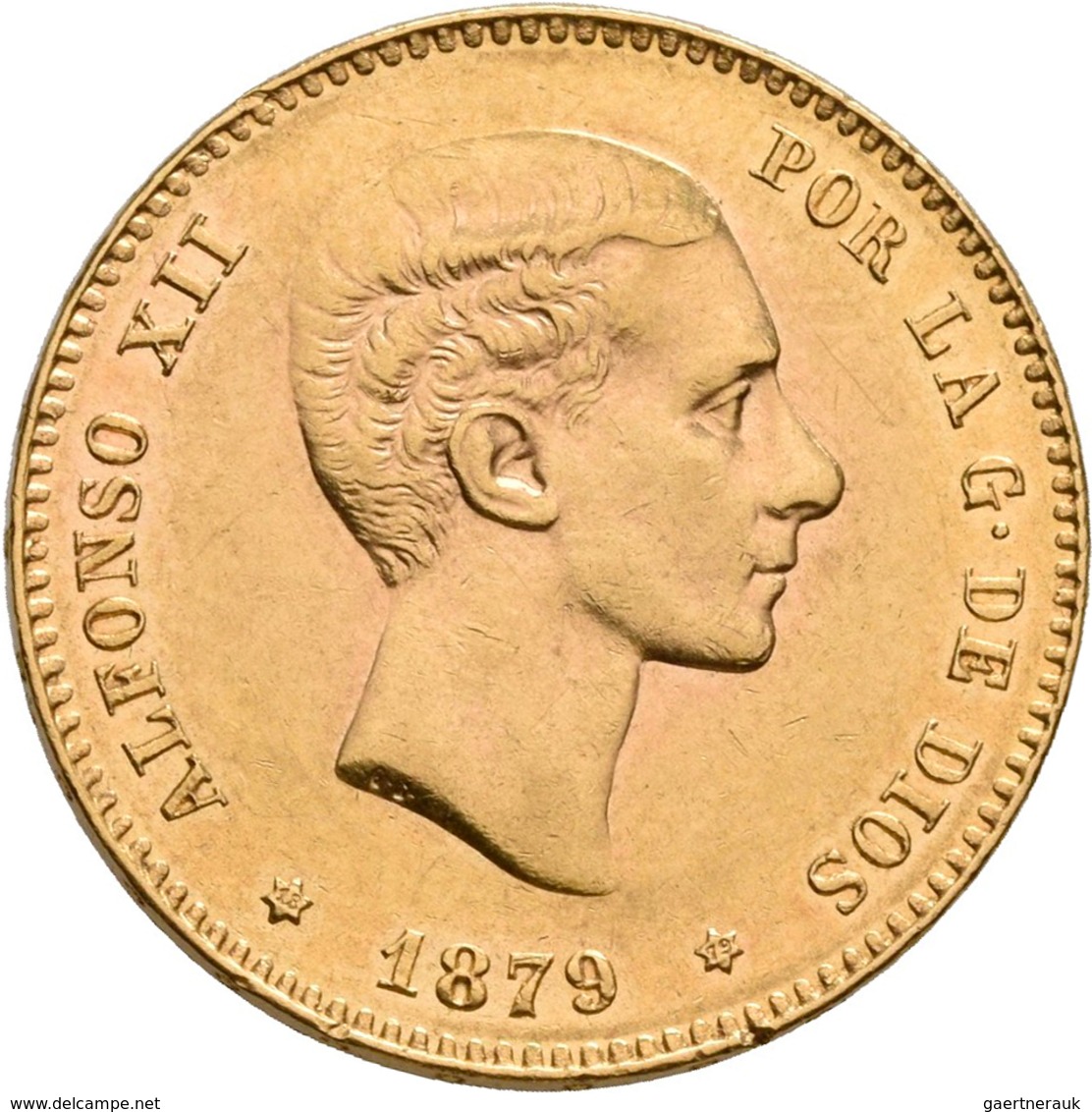 Spanien - Anlagegold: Alfonso XII. 1874-1885: 25 Pesetas 1879 (1879), Gold 900/1000; 8,07 G, Friedbe - Other & Unclassified