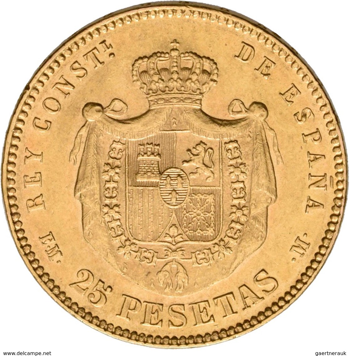 Spanien - Anlagegold: Alfonso XII. 1874-1885: 25 Pesetas 1879 (1879), Gold 900/1000; 8,07 G, Friedbe - Other & Unclassified